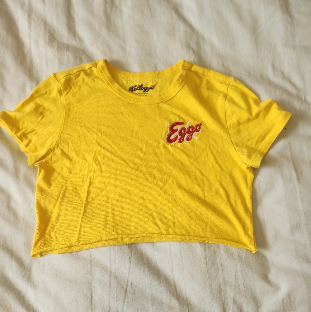 Ultra-cropped Yello Eggo Waffle Tee